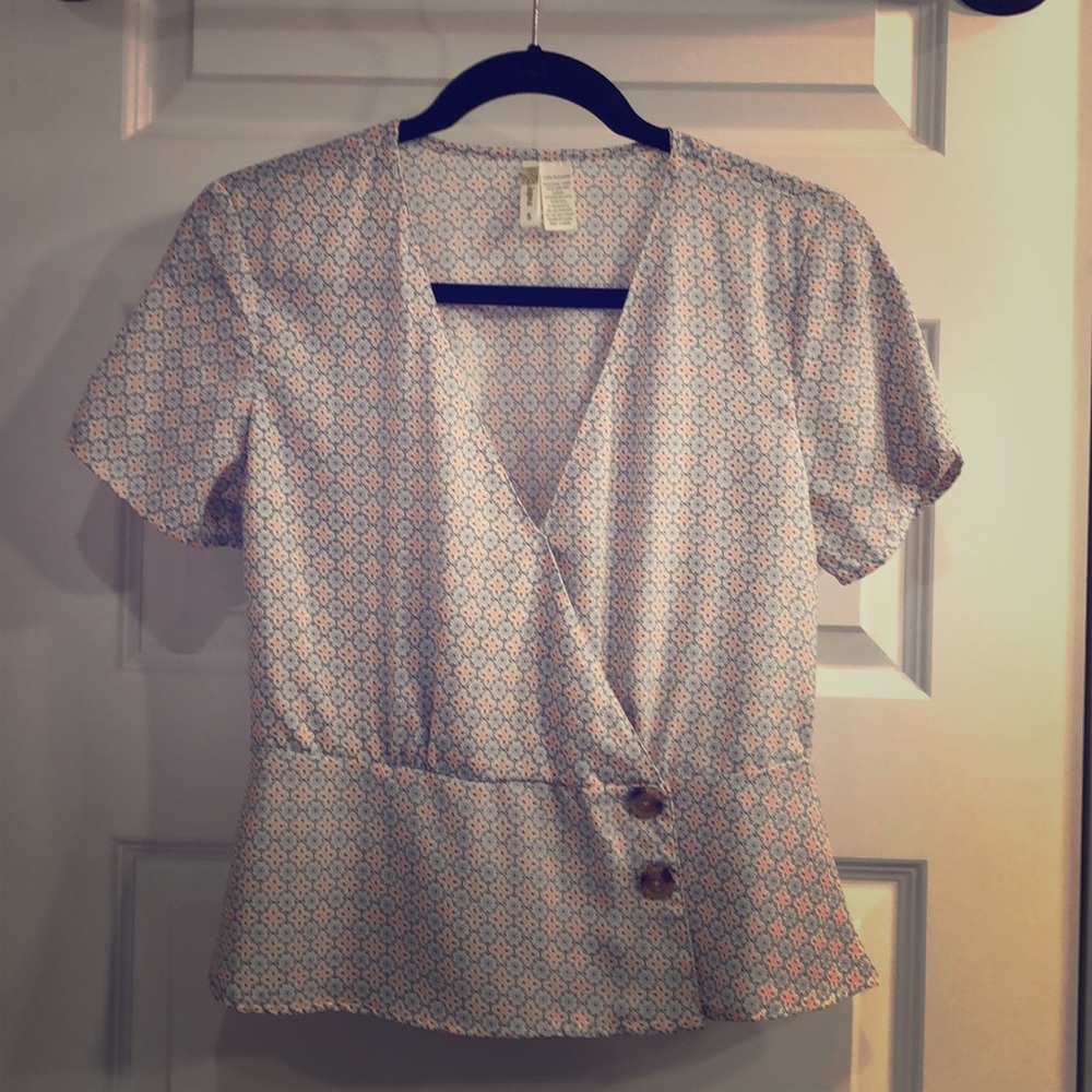 Japan- Faux Wrap, Blouse with Decorative Buttons